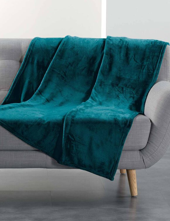 Plaid polaire, toucher peluche (bleu canard) Plaid polaire, toucher peluche (bleu canard)